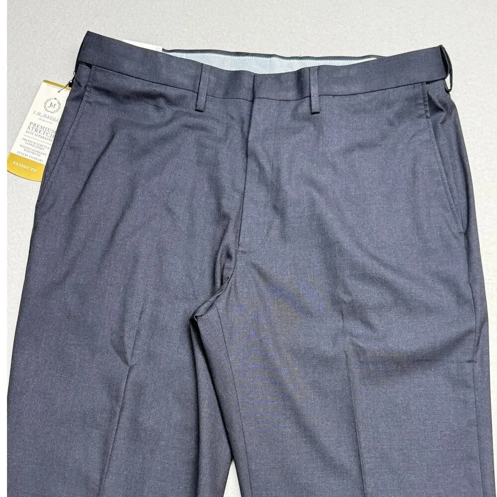 Haggar Men's Classic Fit Premium Stretch Suit Pants Navy 36x32 $100